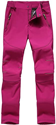 FLYGAGA Pantalones Softshell de esquí al Aire Libre para Mujer Pantalones de Senderismo Forro Polar Pantalones Impermeables de Secado rápido Pantalones funcionales Otoño Invierno