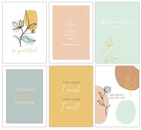 Papierdrachen Postkarten Springflower - 12 hochwertige Karten für Erwachsene mit Goldfolierung - zum Verschicken und Verschenken - Mutmacher | Affirmation - modernes Design - Set 10