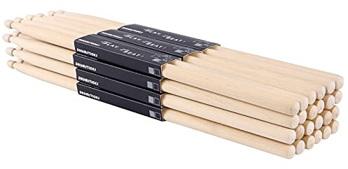 12 pares de baquetas 7A, baquetas clásicas de madera de arce, baquetas con punta de madera, para adultos, niños y principiantes