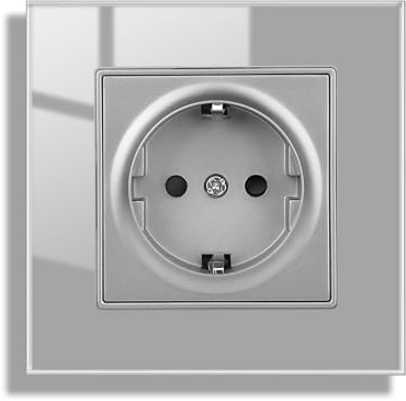 JIMEIDA Toma de Vidrio 1 Compartimento Gris, Contacto Protector Toma de Pared Toma de Panel de Vidrio Templado 86 mm x 86 mm, 16 A, 250 V