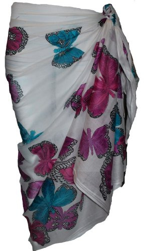P4F Large White Butterfly Sarong 100cm x 200cm
