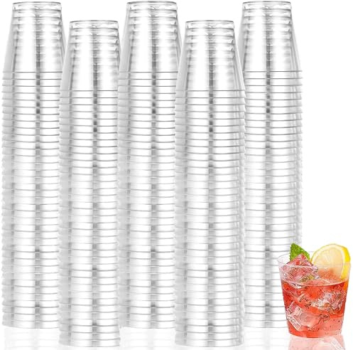 SENENQU 400 stycken koppar hårdplast 30 ml glas sprit | Fingermat, fingermat, engångsbruk, tvättbar, återanvändbar, transparent storlek, efterrätt
