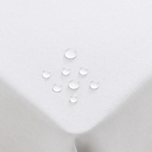 Homaxy Tovaglia effetto lino lavabile rettangolare 140x300cm, tovaglia in lino impermeabile pulibile, effetto loto antimacchia biancheria da tavola, bianco