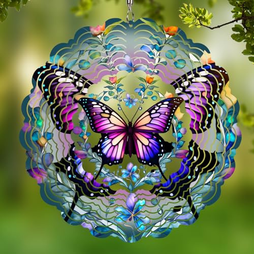 Wind Spinners Outdoor Butterfly -Birthday Gifts for Women Mom, Hanging Wind Sculptures Wind Spinners, 12 inch 3D Wind Spinner for Garden Decor for Outside, Garden, Patio, Yard