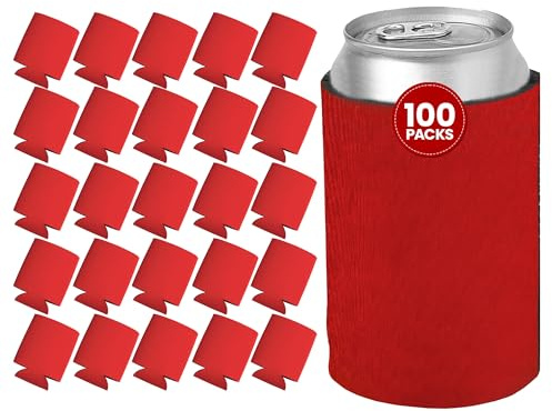 Gifts by Design 100 ct di Kan-Tastic Can Cooler & Holder - Rosso - Schiuma morbida e flessibile mantiene birra, soda, acqua fresca e fresca - Ideale per progetti personalizzati per progetti fai da te,