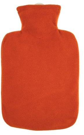 Hugo Frosch Wärmflasche Klassik 1,8l – Made in Germany – mit weichem Fleecebezug Orange – große, auslaufsichere & geruchsneutrale Bettflasche – langlebig & mit waschbarem Bezug