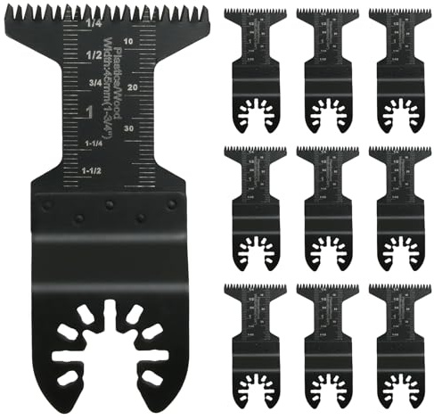 10pcs 45mm Wide Coarse Oscillating Multi Tool Blades, Double-Row Teeth | Multitool Blade, Wood Cutter Saw Blades Set, Japanese Tooth Oscillating Saw Blades for Wood Metal Plastic Nails Cutting