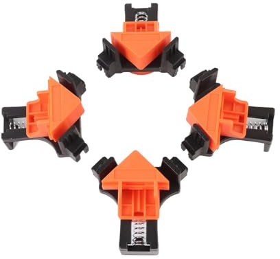 Akozon 4 Piezas de 90 Grados de ángulo Recto Conjunto de Abrazadera para carpintería: Abrazaderas de Esquina para una Fácil Alineación de Cuadros y Fijación de Juntas, Ajustable para un Grosor de