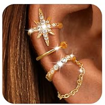 Dochais Ear Cuff Femme Faux Piercing Oreille Or Hypoallergénique Réglables