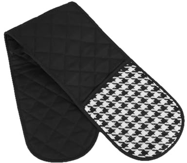 Larfraecy Double Oven Gloves Heat Resistant,Long Black Cotton Potholder for Baking, Grilling,Cooking–Nonslip Heat Resistant Protection Kitchen Essentials Oven Mitts(78 x 18cm)