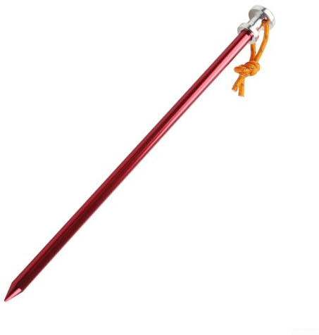 Oniissy Estacas de aluminio resistentes de 23 cm con pinzas de cuerda para barro de arena y hierba, juego de 8 piezas para camping, senderismo, actividades al aire libre (rojo)