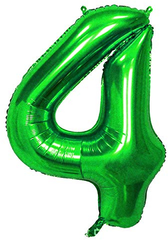 Oblique Unique® Folien Luftballon mit Zahl Nummer 0-9 Folienballon für Kinder Geburtstag Jubiläum Silvester Party Deko Ballon Grün - Zahl wählbar (Nr 4)