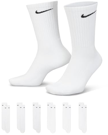 NIKE Herren U Nk Everyday Cush Crew 6pr-bd Socken, White/Black, XL EU