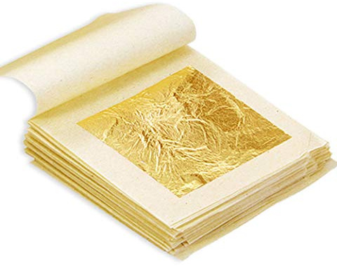 20 fogli in foglia d'oro commestibile 24 K, fogli sciolti in lamina d'oro puro per torte e cioccolatini, decorazione, trucco, doratura, salute e spa, 4,7 x 1,7 pollici