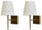 Kaj Hejmo Mid-Century Modern Wall Sconce with Beige Fabric Shade | 1-Light Antique Gold Indoor Wall Lamp Fixture for Hallway and Bathroom Vanity Lighting (2-Pack)