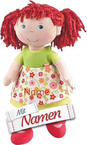 HABA Stoffpuppe Liese mit Namen Bestickt, Erste Baby Puppe zum kuscheln, Weiche Mädchen Kuschelpuppe, Kinder Geschenk-Idee Babypuppe als Taufgeschenk