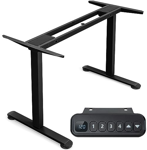 COSTWAY Elektrisk bordsram, ståbordsställ, bredd och höjdjusterbar, 2 motorer | 4 minnesstyrning | kollisionskydd, pultram skrivbordsram ergonomisk, hemma kontor (svart)