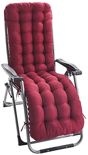 Grosor 8 cm Colchoneta para Tumbona,Cojines de Silla Mecedora Silla Reclinable, Almohadilla Relajante de Sillón Reclinable Lounge para Jardín, Piscina, Playa, Terraza y Balcón,125x4(Color:Vino tinto)