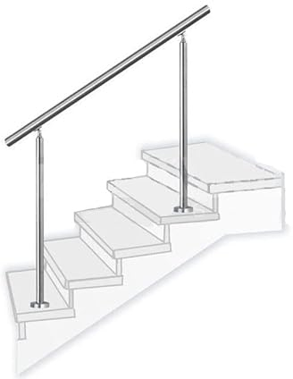 Handlauf auf 2 Pfosten aus Edelstahl V2A, 1-2 m, aufgesetzte und vorgesetzte Montage (200 cm, aufgesetzt)