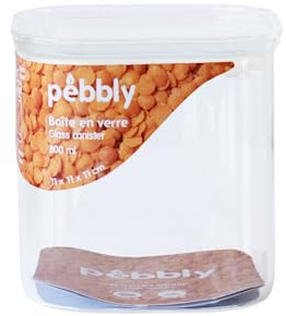Pebbly Hög Fyrkantig Förvaringsbehållare I Glas, Med Glaslock, 800 Ml, Optimerad Förvaring För Ett Organiserat Kök, Skyddar Torrvaror Och Minskar Avfall
