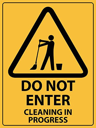 Señal De Advertencia, Precaución No Ingrese Limpieza En Curso Letreros De Advertencia Resistente Cartel Metálico Personalizado Placa Metálica Para Garaje Interiores,20X30Cm