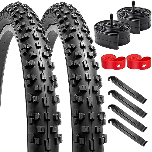 YunSCM 2Pcs Faltbar 26 Zoll Reifen 26x1.95 Mantel und 2Pcs 26 Zoll Schlauch AV32mm Valve kompatibel 50/54-559 26x1.90 26x1.95 26x2.0 Reifen Fahrradreifen und schlauche