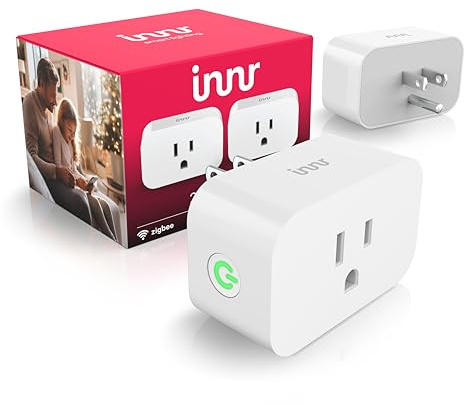 Innr Zigbee Smart Plug, Works with Philips Hue*, Alexa and SmartThings, Zigbee Repeater, Energy Monitoring, 2-Pack