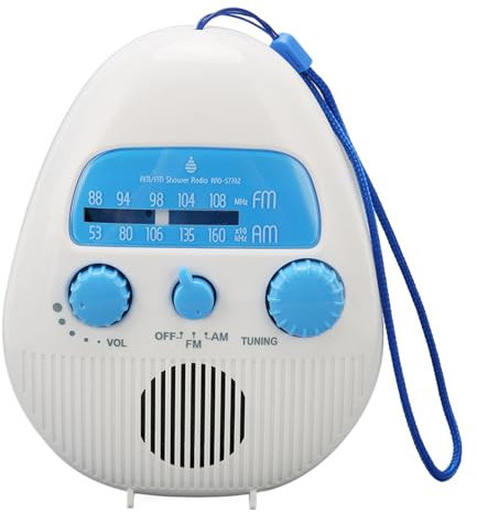 Radio de Douche Portable, Radio AM FM pour Salle de Bain, Haut-Parleur intégré, Radio étanche pour Salle de Bain, Utilisation en Extérieur, Fonctionne à Piles