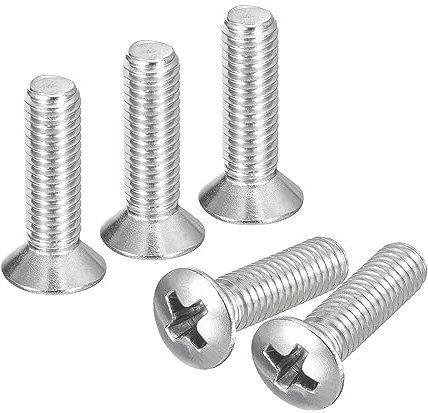 QUARKZMAN Tornillos Máquina Cabeza Ovalada Phillips M5x18mm, 50uds Acero Inoxidable 304 con Cabeza Ligeramente Abombada Y Avellanada.