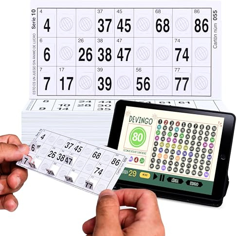 300 Cartones de Bingo Troquelados de 90 Bolas Reutilizables + Juego de Bingo Online Gratuito | Cartones sin repertir | Juegos de Mesa Tradicionales, Juego en Familia, Amigos, Navidad (300)