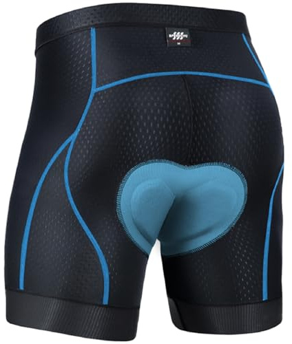 SPEEDCYC Men's Cycling Underwear Bike Shorts 4D Padded Bicycle MTB Liner Shorts Pocket with Anti-Slip Leg Grips Blue