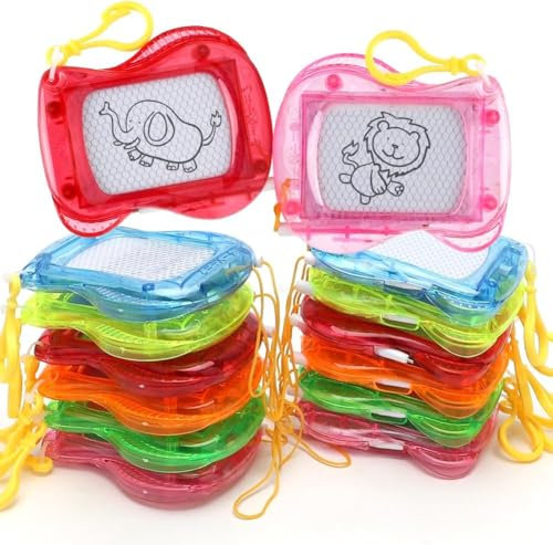Zinueen Lot de 12 Ardoise Magique Enfant, Porte Clef Drole, Mini Ardoise Effacable Magnétique Portable Tableau de Dessin Magnétique Effaçable avec Porte-Clés, Goodies Anniversaire Enfant
