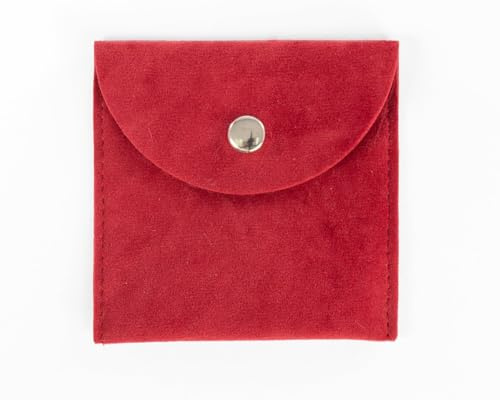 GELIMY Lot de 20 pochettes à bijoux en velours avec bouton - Multicolores - 8 x 8 cm - Rouge