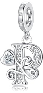 Regalo de San Valentín - Letra Charms P Compatible con Pulseras y Collar Pandora Europeo, Regalo para Cumpleaños Madre/Hija