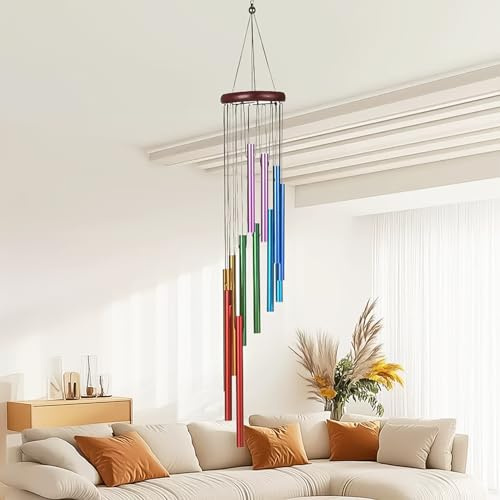 ALMLWIAJ Garden Wind Chimes for Outdoor, Colorful Hanging Wind Chimes Indoor with Metal 12 Aluminum Tubes for Garden Home Yard Patio Decor, Multi-coloured