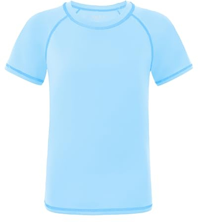 Roadbox Boys Rash Guard Short Sleeve Swim Shirt, UPF 50+ UV Water Shirts for Kids, Surf Fishing Sun Protection Rashguard Blue