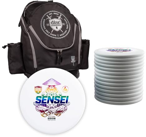 Sportime Wurfscheiben Set Putter | Für Discgolf Einsteiger geeignet | 15 Scheiben inkl. Transporttasche | Gewichte 165–175 g | Gute Flugeigenschaften | Weiß | Robust Kunststoff