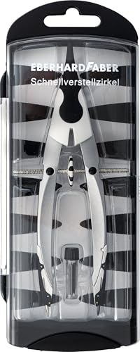 Eberhard Faber 571706 - Schnellverstellzirkel schwarz-weiß, Zirkel Set mit Ersatzteilen und Zirkelminen