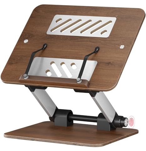 BEAUTRIP Book Stand for Reading, Foldable Book Holder for Desk Hands Free, Display Stand for Office, Kitchen, Cookbooks, Textbooks, Recipes, Tablets and Laptops (Upgraded Dark Wood Silver)
