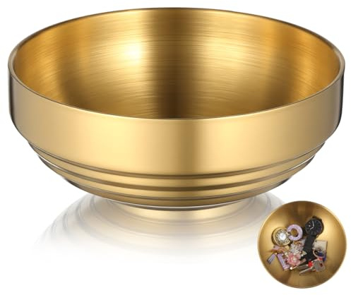 Gatuida Edelstahl Deko Schale Gold Runde Aufbewahrungsschale für Schlüssel Schmuck und Kleinteile Vielseitige Schmuckhalter Ablageschale für Flur Wohnzimmer und Büro
