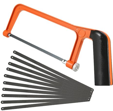 Mini Hacksaw Set with 10 Blades,Hacksaw with Adjustable Frame for Plastic,Wood Cutting