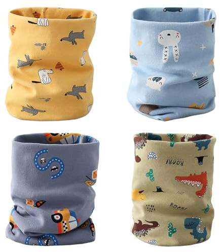 HTTDSLF 4 Pezzi Scaldacollo Bambino Cotone, Morbido e Confortevole Scalda Collo, Scaldacollo Cotone Bambina, sScaldacollo Bambini, Sciarpa Bambina per Autunno e Inverno