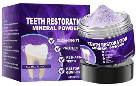 2 Stück Zahnreparatur und Whitening Mineralpuder,50g Zahn Reparatur Pulver, Mineralzahnpulver, aufhellende Zähne, erfrischende Atmung, Natürliche Zahnstärkung und Zahnfleischpflege (1)