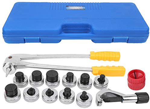 Strumento di espansione per tubi a leva Kit espansore per tubi portatile manuale in rame e alluminio con 11 teste di espansione per professionisti di impianti idraulici HVAC (Norma britannica)