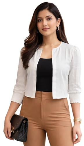 Stil kvotient dam-bolero, solid polyester, vit, Vit, S