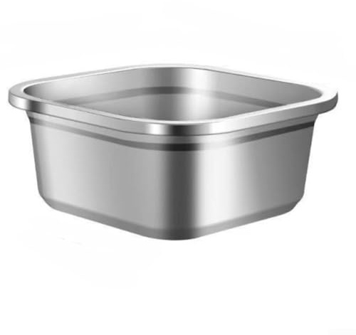 Todikaper Cuenco cuadrado de acero inoxidable, apilable, almacenamiento de cocina para mezclar servir lavado, recipiente de metal para el hogar y restaurante (lavabo de 20 cm)