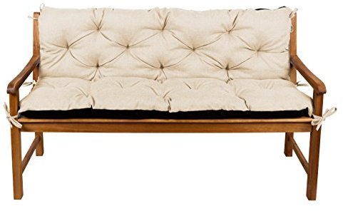 Gutekissen® Cuscino per panchina, Cuscino per seduta, Cuscino per schienale, Cuscino da giardino, Cuscino trapuntato, Altalena da giardino, Mobili da giardino LAW (110x50x50, Crema)
