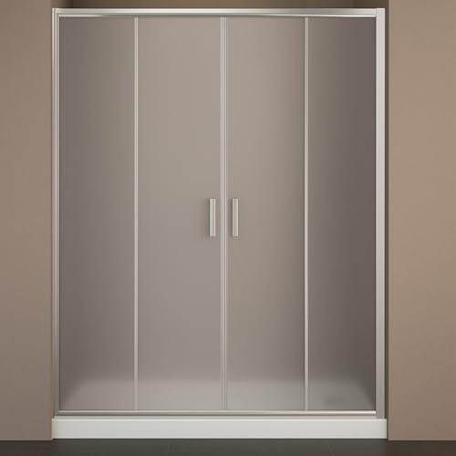 Porta Doccia Scorrevole Slide4 per Box Nicchia Quattro Ante Cristallo Stampato (1, 142-148 x h190 cm)