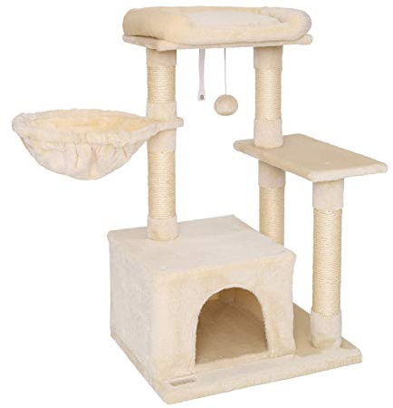 lionto Tiragraffi per Gatto Albero Tiragraffi Gatto Gioco Giocattolo Gatti Altezza 85 cm (Beige)