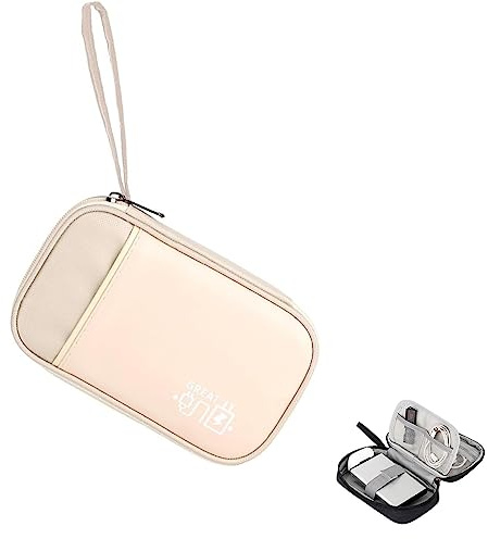 Klein Kabel Organizer Tasche,Mini Elektronik Case,Elektronische Tasche Organizer universal travel Kabel Elektronik Zubehör Tasche Reise Organizer Case für Kabel,Multifunktional (Off-white)